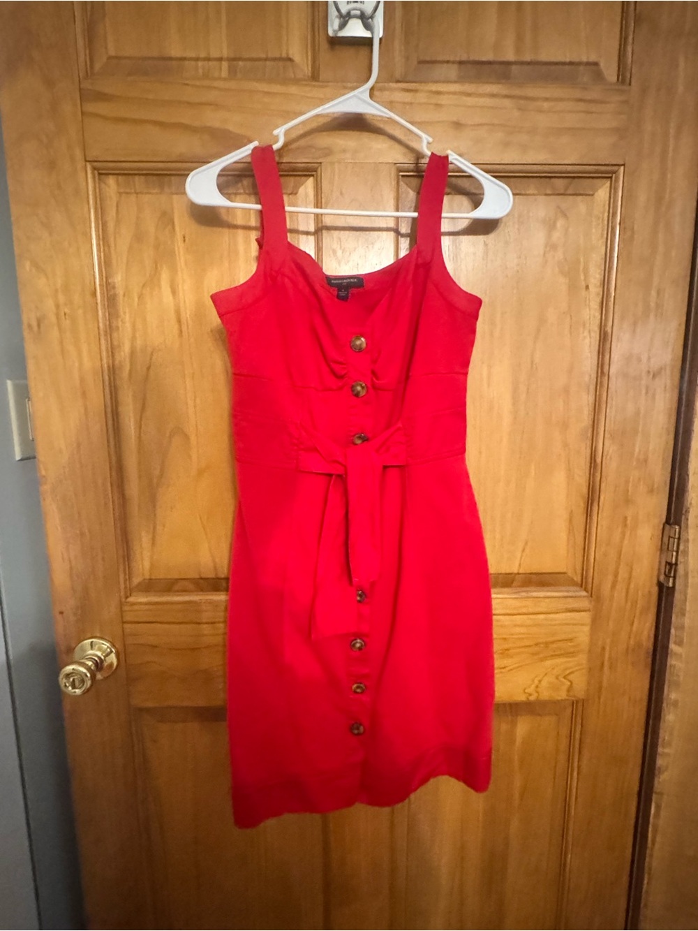 Banana Republic Red Button-Front Tie-Waist Mini Dress